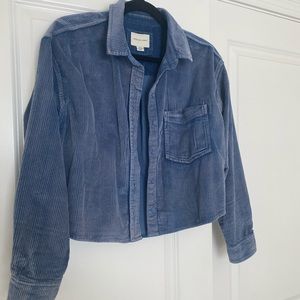 Blue Corduroy Cropped Shacket